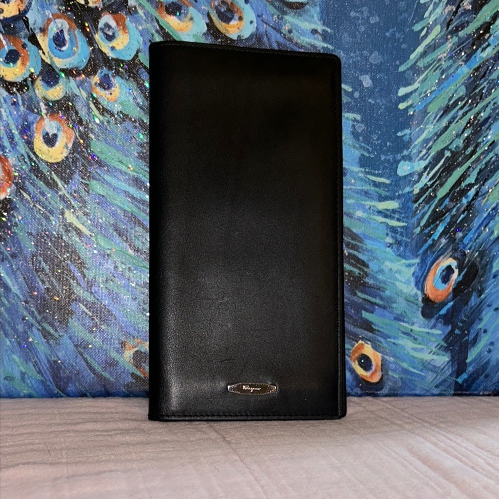 Salvatore Ferragamo Black Leather Long Wallet